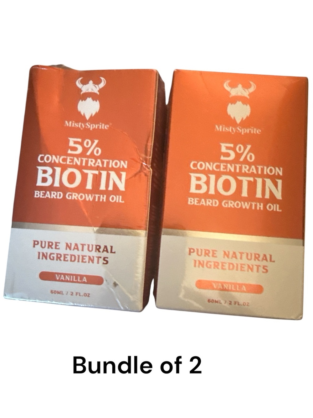 5% Biotin Beard Growth Oil - Vanilla - Orange (Bundle of 2)